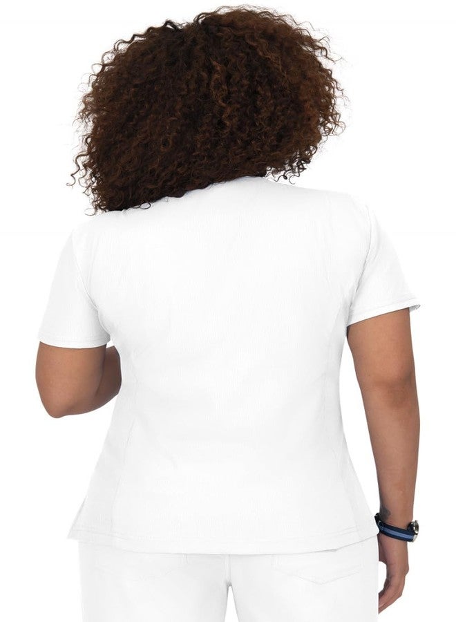 KOI Lite Philosophy Women's 3-Pocket Mock-Wrap Scrub Top White Small - Image 2